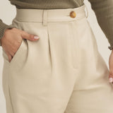 NAZ Mara Trousers in White. Made with 100% Tencel. Produced ethically in Portugal.