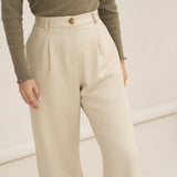 NAZ Mara Trousers in White. Made with 100% Tencel. Produced ethically in Portugal.