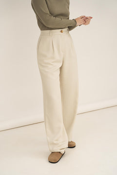 NAZ Mara Trousers in White. Made with 100% Tencel. Produced ethically in Portugal.