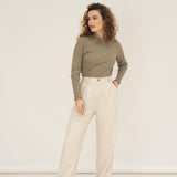 NAZ Mara Trousers in White. Made with 100% Tencel. Produced ethically in Portugal.