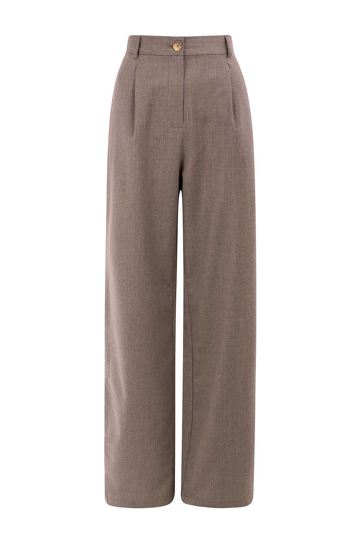 NAZ Mara Trousers in Beige. Made with 100% wool. Produced ethically in Portugal.