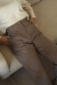 NAZ Zoe Trousers in Beige. Made with 100% Wool. Produced ethically in Portugal.