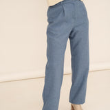 NAZ Zoe Trousers in Blue. Made with 100% Wool. Produced ethically in Portugal.