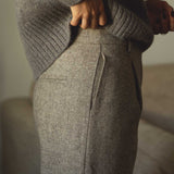 NAZ Zoe Trousers in Herringbone. Made with 100% Wool. Produced ethically in Portugal.