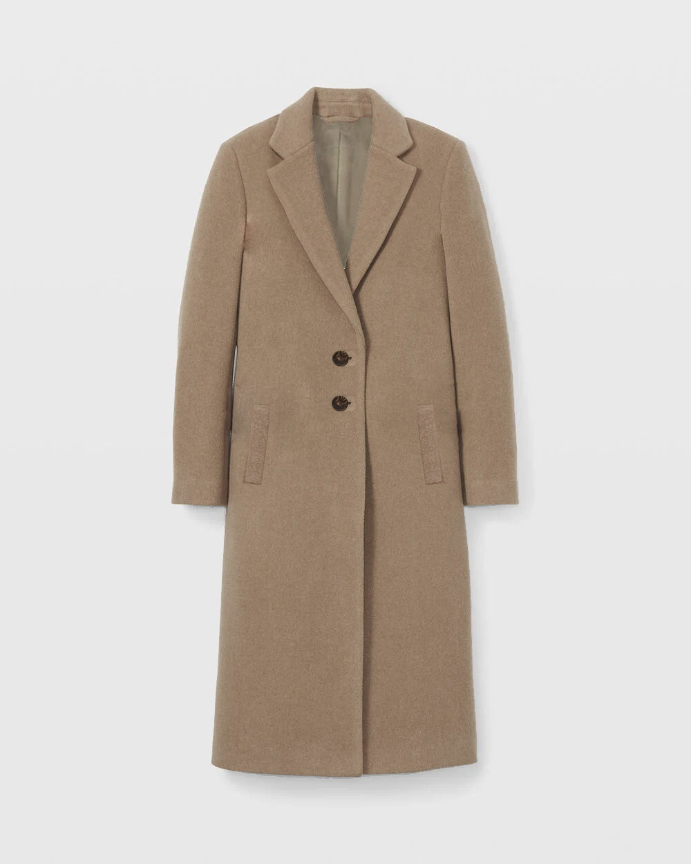 NAZ Noah Overcoat in Camel. Made with 100% Undyed Wool. Produced ethically in Portugal.