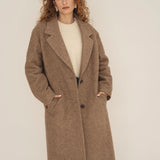 NAZ Noah Overcoat in Camel. Made with 100% Undyed Wool. Produced ethically in Portugal.