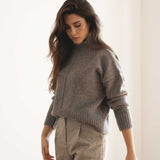 NAZ Emma Sweater in Brown. Made with 50% Recycled Aplaca and 50% Recycled Wool. Produced ethically in Portugal.