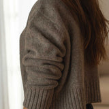 NAZ Claudia Sweater in Brown. Made with 50% Recycled Aplaca and 50% Recycled Wool. Produced ethically in Portugal.
