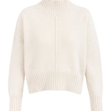 NAZ Emma Sweater in White. Made with 50% Recycled Aplaca and 50% Recycled Wool. Produced ethically in Portugal.