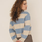 NAZ Mia Striped Sweater in Blue. Made with Recycled Polyamide and Wool. Produced ethically in Portugal.