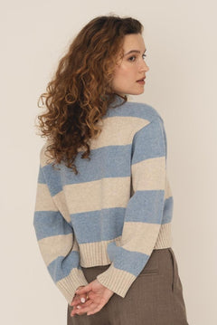 NAZ Mia Striped Sweater in Blue. Made with Recycled Polyamide and Wool. Produced ethically in Portugal.