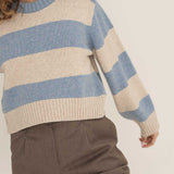 NAZ Mia Striped Sweater in Blue. Made with Recycled Polyamide and Wool. Produced ethically in Portugal.