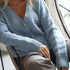 NAZ Sophia Knit Cardigan in Blue. Made with Recycled Polyamide and Wool. Produced ethically in Portugal.