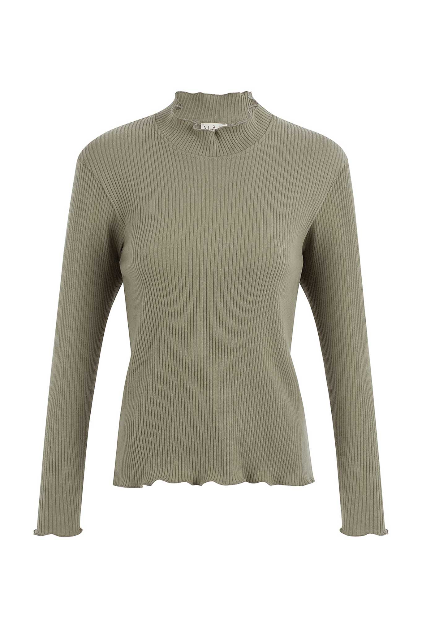 NAZ Ava Turtleneck in Green. Made with 100% Deadstock Cotton. Produced ethically in Portugal.