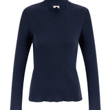 NAZ Ava Turtleneck in Navy. Made with 100% Deadstock Cotton. Produced ethically in Portugal.