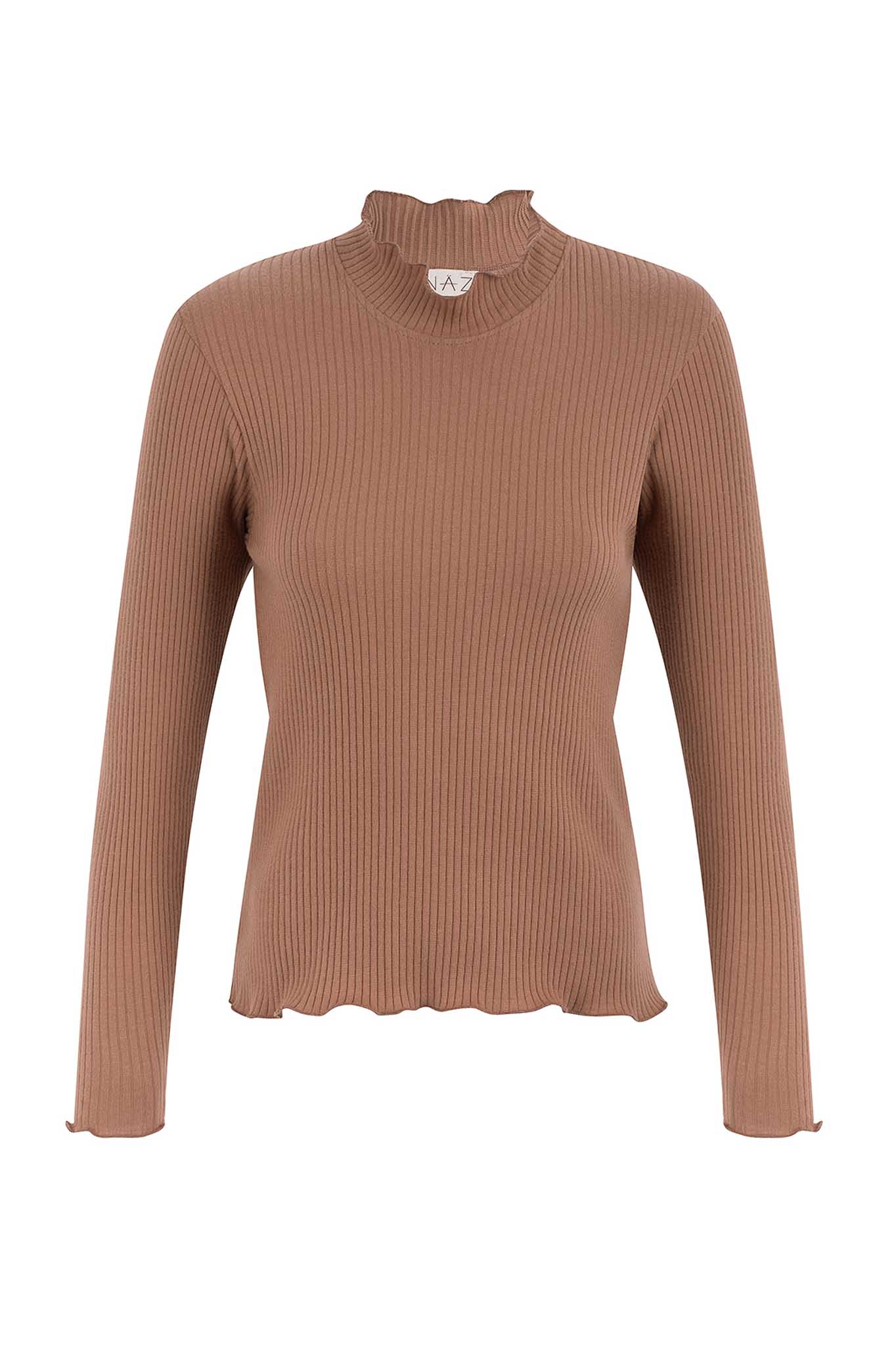 NAZ Ava Turtleneck in Terracota. Made with 100% Deadstock Cotton. Produced ethically in Portugal.