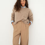 Naz women's alpaca and wool sweater made from 100% recycled fibers in beige. Made in Portugal.
