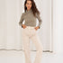 Naz corduroy cotton trousers for women with zipper and elastic on the waist in white 