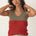 Women's sleeveless cotton summer top in green and pink. Made from recycled fibers in Portugal. 