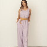 naz women sleeveless wide-leg linen lilac spring jumpsuit spring 