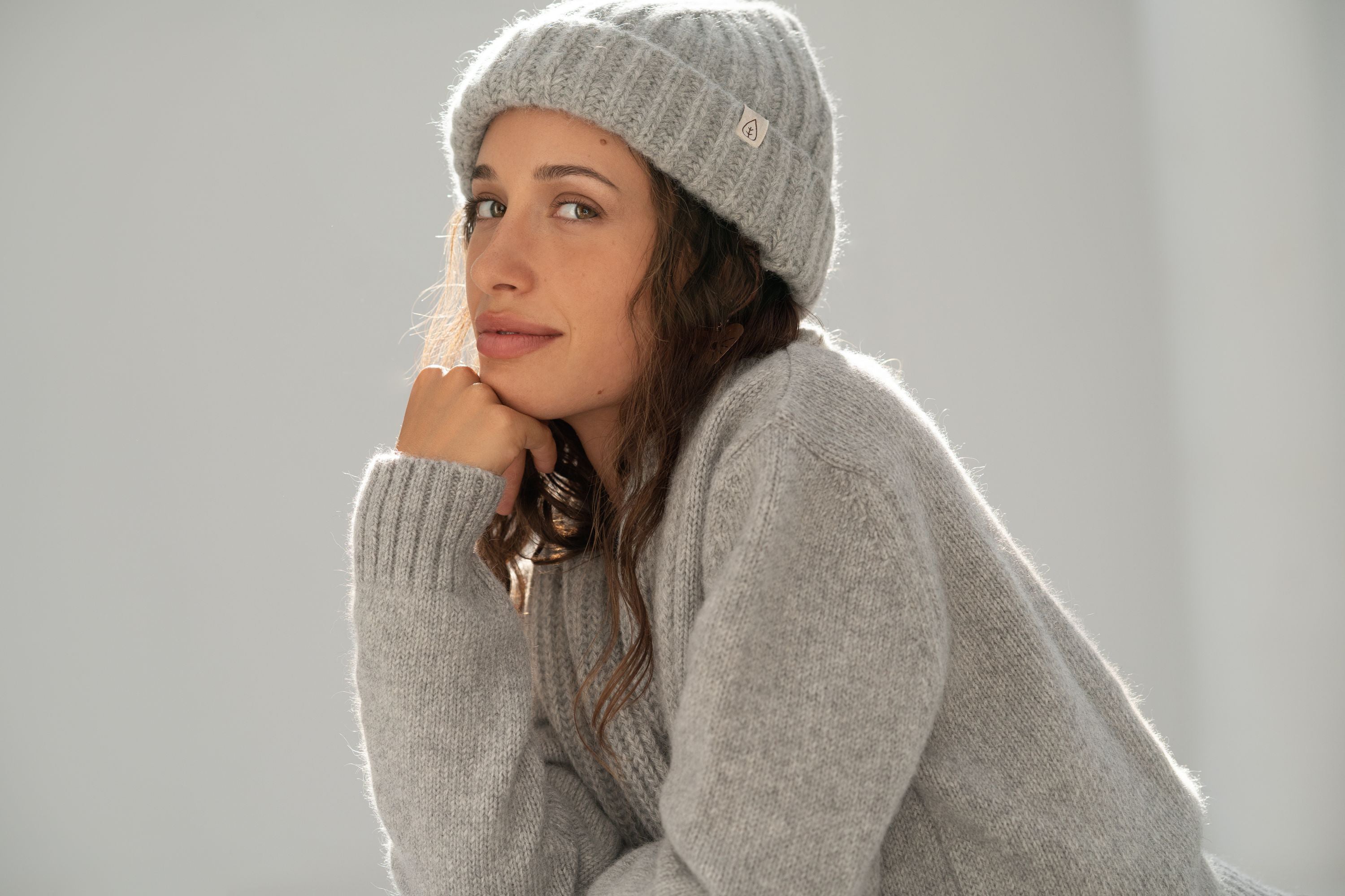 naz women's recycled wool beanie winter in grey 