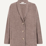Naz women's winter blazer made from deadstock wool fabric in beige. 