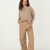 Naz women's ailored trousers made from 100% tencel with zip-fastening and button in beige 