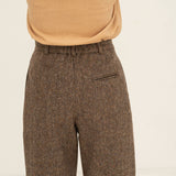 Naz women's tailored high-waisted wide-leg wool trousers in brown 