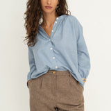 Naz women's  blouse made from a warm blend of cotton and cashmere in blue 