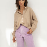 Naz women corduroy cotton trousers for women in white. Made in Portugal. 
