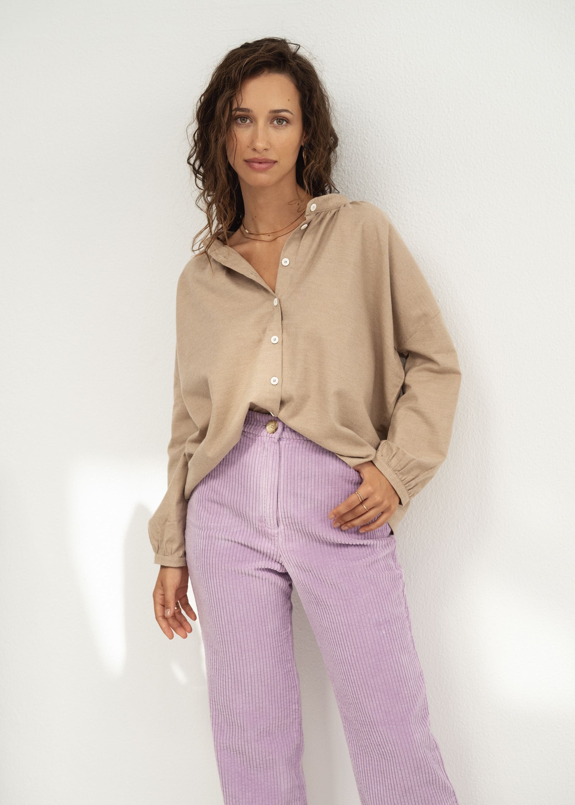 Naz women corduroy cotton trousers for women in white. Made in Portugal. 