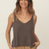 Naz women's summer top made with cupro in grey. V-neckline and thin straps.  