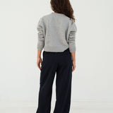 Naz women's tailored trousers made from 100% tencel with zip-fastening and button in navy