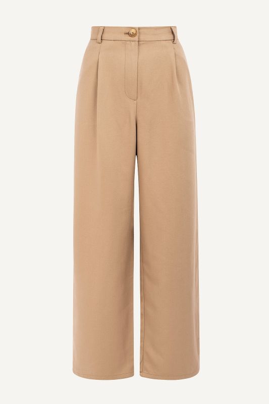 Naz women's tailored high-waisted tencel trousers in beige 