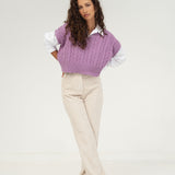 Naz women corduroy cotton pants for women in white. Made in Portugal. 