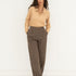 Naz women's 100% wool trousers with lining with a straight-fit in brown 