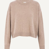 Naz women's oversized and cropped fit wool sweater in beige 