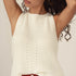 Naz women's recycled cotton summer top. Made in Portugal. Features a halter neck and large straps. 