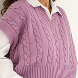 Naz womne's sustainable knit vest made from recycled fibers. Cropped oversized fit. Made in Portugal.