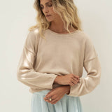 Sofie Beige Cotton Sweater - Näz - Sustainable Fashion Made in Portugal