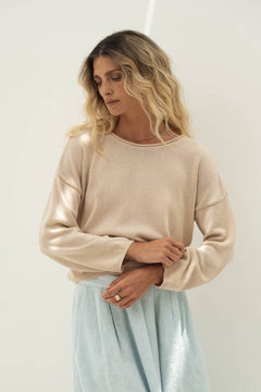 Sofie Beige Cotton Sweater - Näz - Sustainable Fashion Made in Portugal