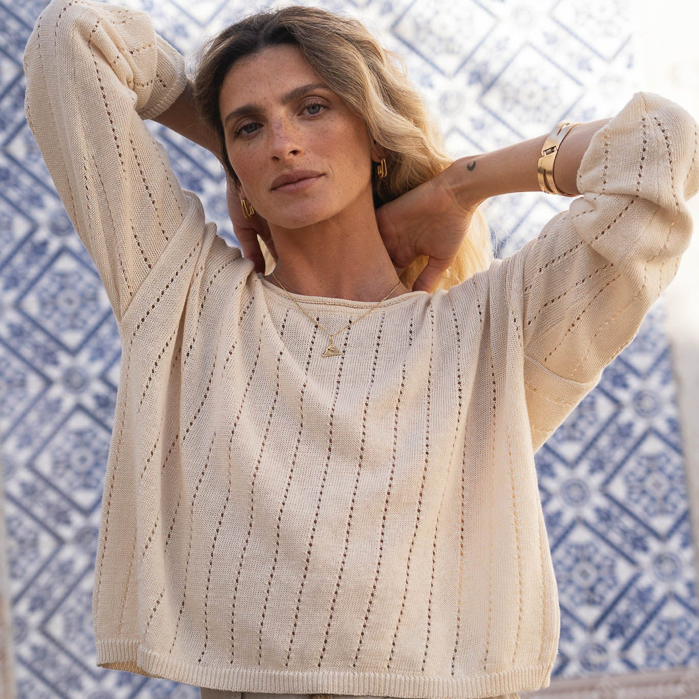 Sofie Beige Linen Sweater - Näz - Sustainable Fashion Made in Portugal