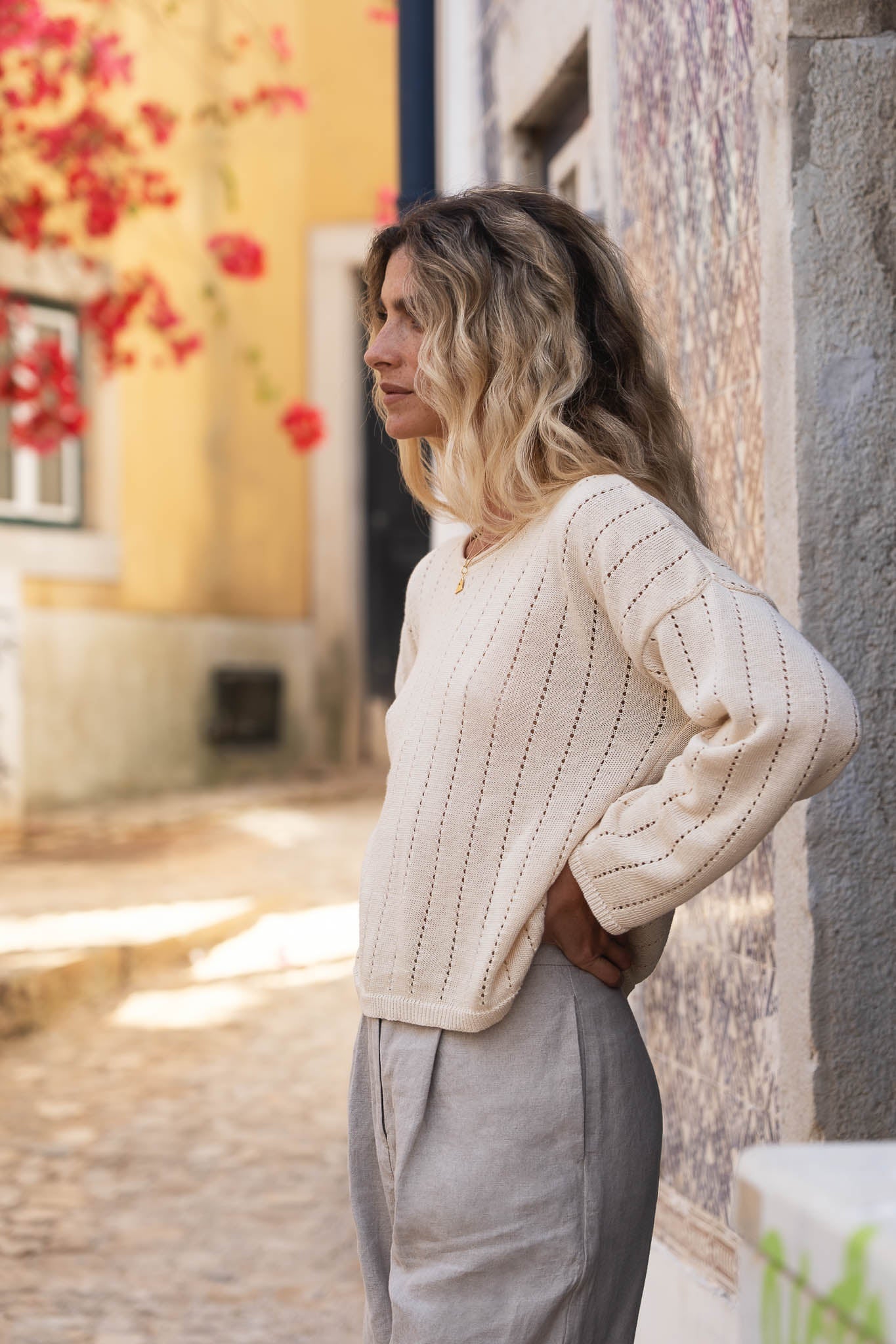 Sofie Beige Linen Sweater - Näz - Sustainable Fashion Made in Portugal