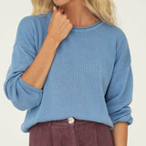 Sofie Blue Cotton Sweater - Näz - Sustainable Fashion Made in Portugal