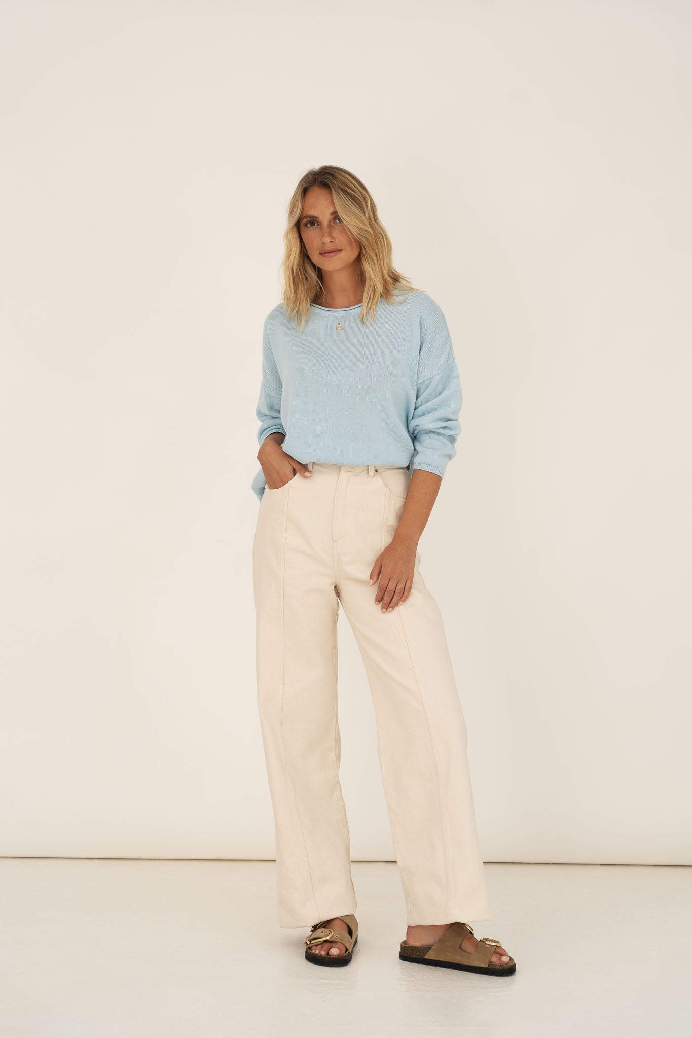 Sofie Blue Cotton Sweater - Näz - Sustainable Fashion Made in Portugal