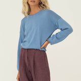 Sofie Blue Cotton Sweater - Näz - Sustainable Fashion Made in Portugal