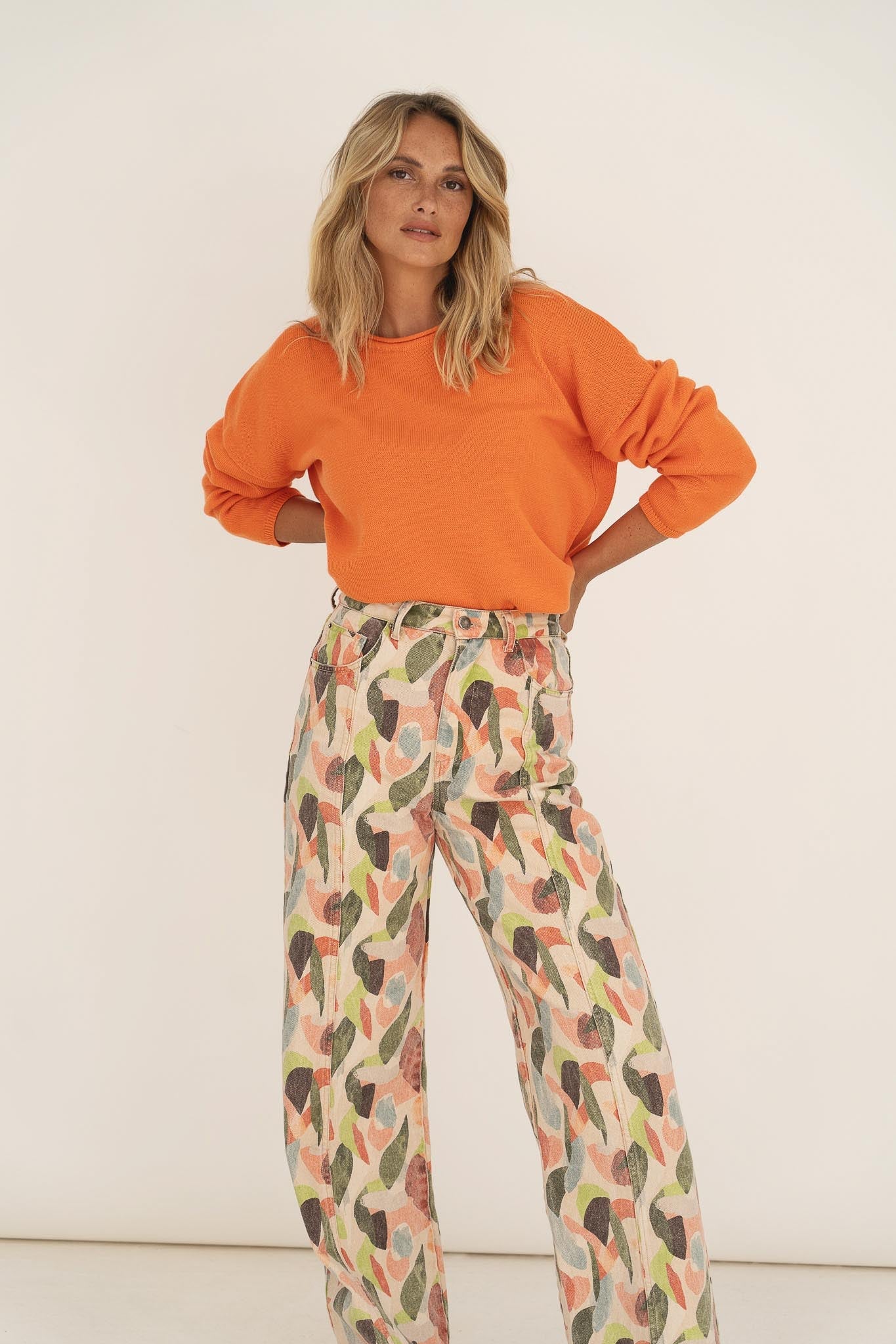 Sofie Orange Cotton Sweater - Näz - Sustainable Fashion Made in Portugal