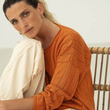 Sofie Orange Linen Sweater - Näz - Sustainable Fashion Made in Portugal