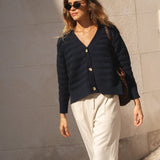 Sophia Cotton Navy Cardigan - Näz - Sustainable Fashion Made in Portugal
