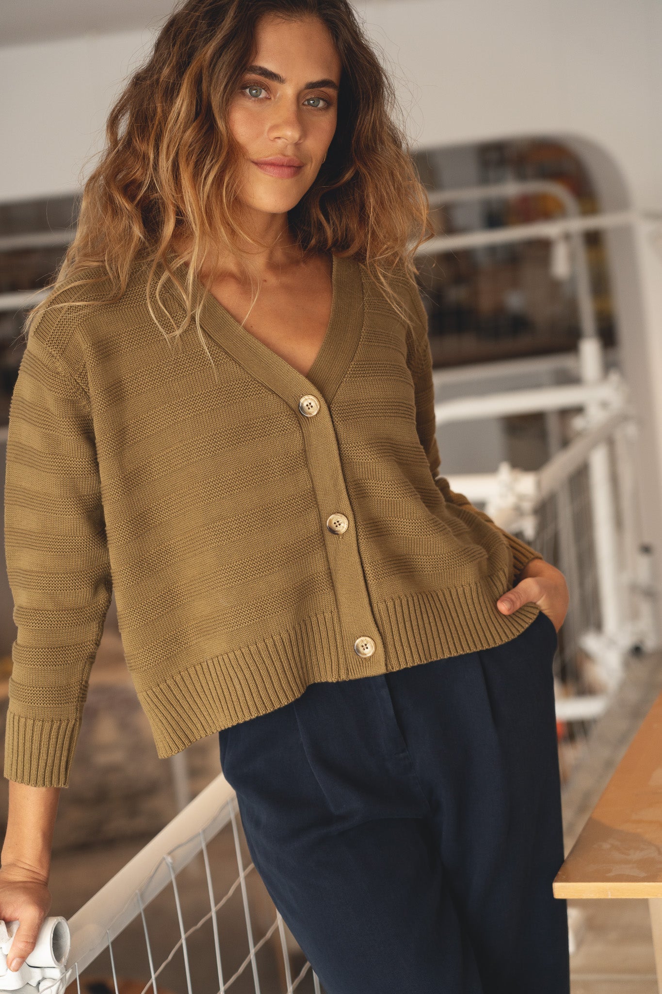 Women’s Olive Oversized Recycled Cotton Cardigan